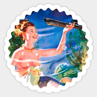 Girl Submarine Pin Up Retro Vintage Sticker